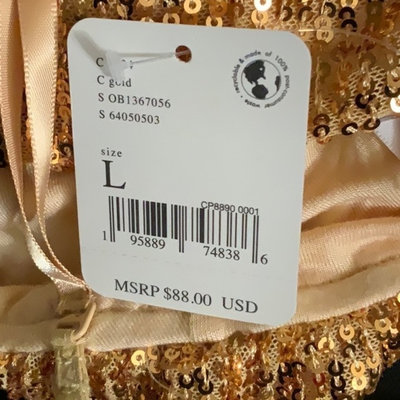 Free People ta da gold sequined top. Size L - Picture 6 of 7